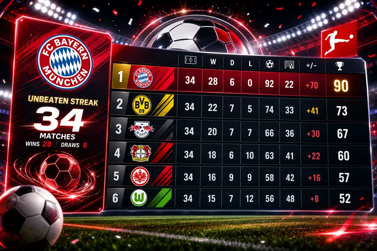 Kolla hur poängställningen i Bayern Munchen ser ut illustration