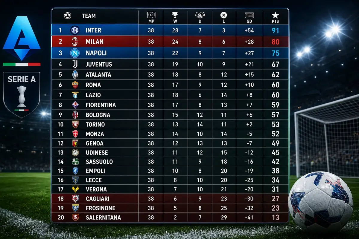 Så här står poängställning i Serie A just nu illustration